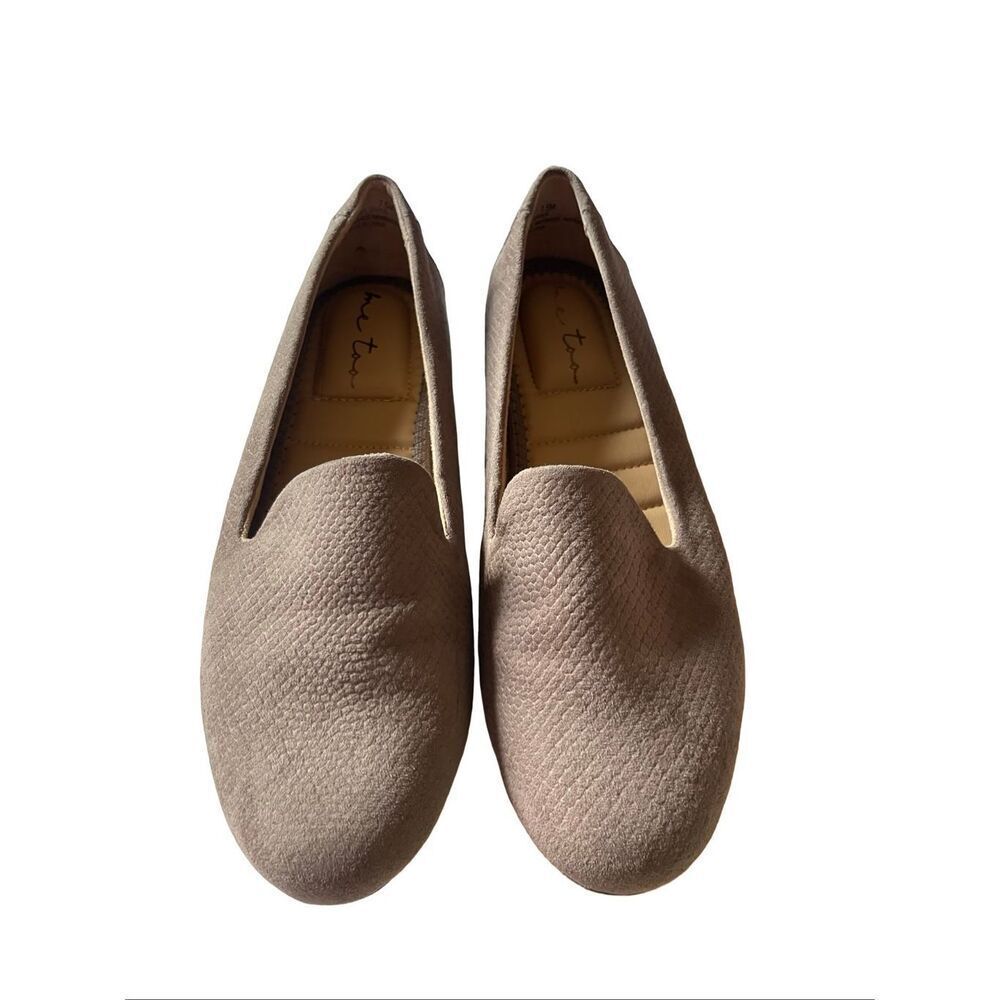 Me Too Womens Brown Almond Toe Casual Low Heels Yazi Slip On Loafers Size 7.5M